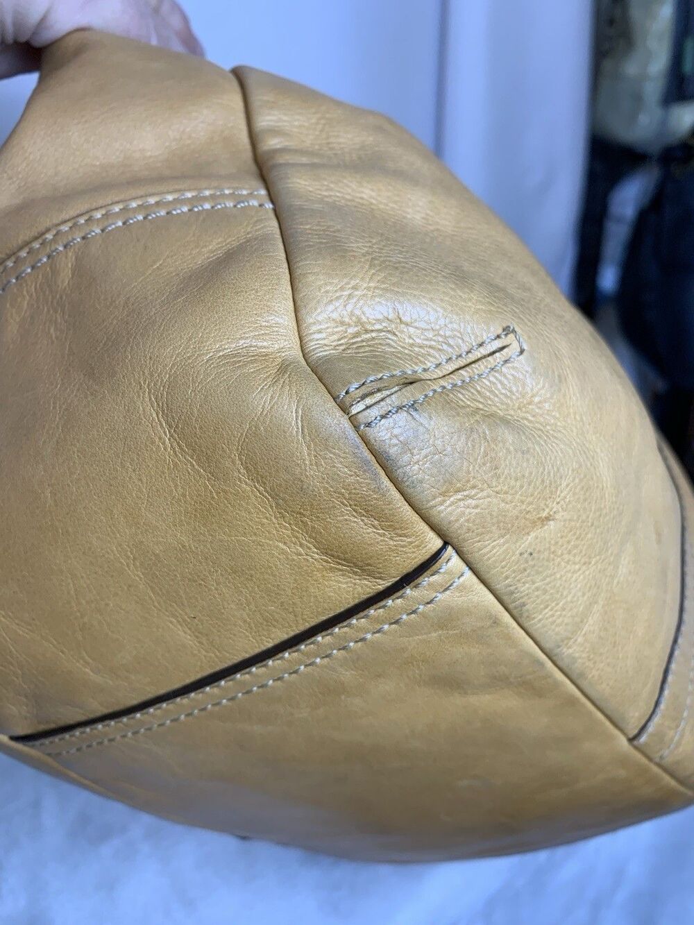 Coach Pleated Ergo Tote #12240 Tan Leather Tattersall Lining 2008 Shoulder Bag - Picture 7 of 16